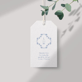 ブルー&ホワイトモノグラムありがとうお結婚客様のギフトラベル ギフトタグ