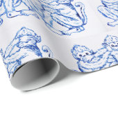 ブルー&ホワイトモンキー紙 ラッピングペーパー (ロールコーナー)