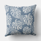 ブルー&ホワイトモンステラパーム離れ クッション (裏面)