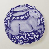 ブルー&ホワイトラビットデダムデルフトコテージコアフォーク ラウンドクッション (裏面)