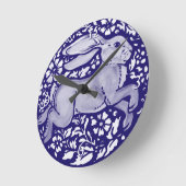 ブルー&ホワイトラビットデダムデルフトコテージコアフォーク ラウンド壁時計 (傾斜)