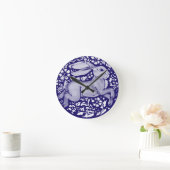 ブルー&ホワイトラビットデダムデルフトコテージコアフォーク ラウンド壁時計 (ホーム)