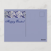 ブルー&ホワイトラビットハレバニーアールデコイースター ポストカード (裏面)