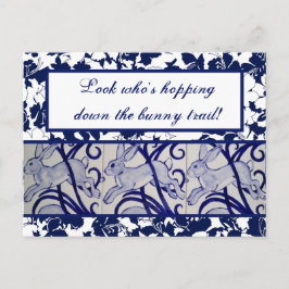 ブルー&ホワイトラビットハレバニーアールデコイースター ポストカード