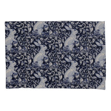 ブルー&ホワイトラビットバニーエレガントアートコバルトネイビー