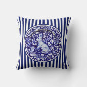 ブルー&ホワイトラビットバニーストライプデダムフローラ クッション (裏面)