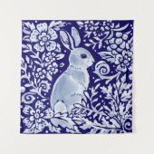 ブルー&ホワイトラビットフローラウッドランドデルフトデダム タペストリー (正面)