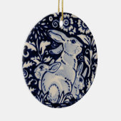 ブルー&ホワイトラビットマム&ベビーズデカスタムート セラミックオーナメント (右)