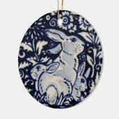 ブルー&ホワイトラビットマム&ベビーズデカスタムート セラミックオーナメント (左)