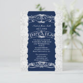ブルー＆ホワイトレースのウェディング 詳細情報カード エンクロージャーカード (スタンド正面)