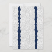 ブルー&ホワイトレースエレガント婚約招待状 招待状 (裏面)