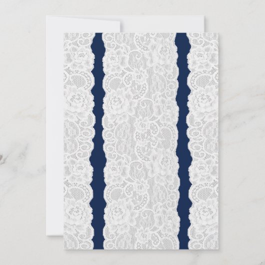 ブルー&ホワイトレースバースデーパーティ招待状 招待状 (裏面)