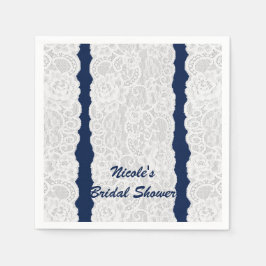 ブルー&ホワイトレースブライトエレガントパーティー スタンダードカクテルナプキン