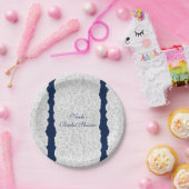 ブルー&ホワイトレースブライトエレガントパーティー ペーパープレート (パーティー)