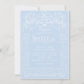 ブルー&ホワイトヴィンテージビクトリアンデコスイート16パーティー 招待状 (正面)