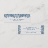 ブルー&ホワイトヴィンテージペイズリーレースウェディングプランナー スキニー名刺 (正面/裏面)