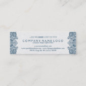 ブルー&ホワイトヴィンテージペイズリーレースウェディングプランナー スキニー名刺 (裏面)