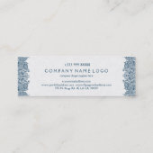 ブルー&ホワイトヴィンテージペイズリーレースウェディングプランナー スキニー名刺 (裏面)