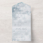 ブルー&ホワイト冬雪モダン3ディナー オールインワン招待状 (内側)