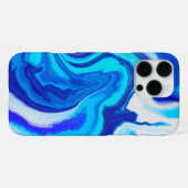 ブルー&ホワイト大理石ペイントスプラッシュiPhoneケース iPhoneケース (裏面横)