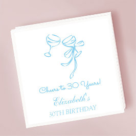 ブルー&ホワイト応援30年誕生日ナプキンス スタンダードカクテルナプキン