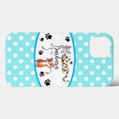 ブルー&ホワイト水玉模様かわいい子猫カスタム Case-Mate iPhoneケース (裏面 (横))