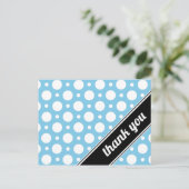 ブルー&ホワイト水玉模様サンキューポストカード ポストカード (スタンド正面)