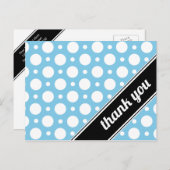 ブルー&ホワイト水玉模様サンキューポストカード ポストカード (正面/裏面)