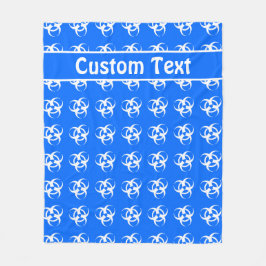 ブルー&ホワイト生物学的災害［有害物質］警告のブランケット(文字付) フリースブランケット