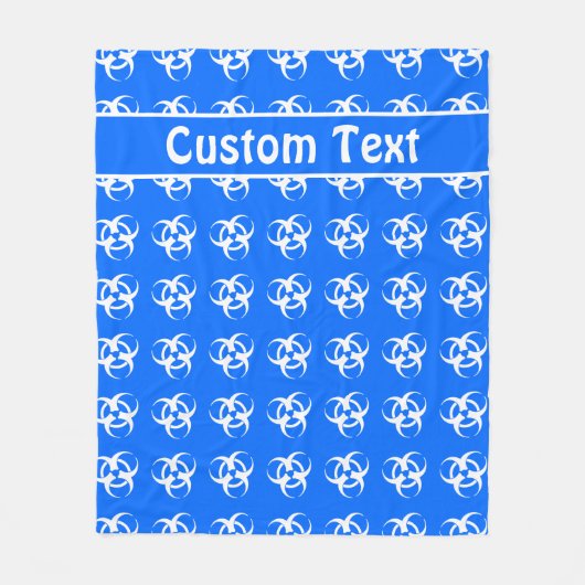 ブルー&ホワイト生物学的災害［有害物質］警告のブランケット(文字付) フリースブランケット (正面)