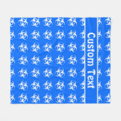 ブルー&ホワイト生物学的災害［有害物質］警告のブランケット(文字付) フリースブランケット (正面(横))