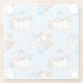 ブルー&ホワイト秋カボチャ&紅葉 ガラスコースター (裏面)