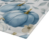 ブルー&ホワイト秋カボチャ&金ゴールド花 カッティングボード (角)