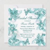 ブルー·ホワイト結婚の婚約記念日 招待状 (正面)