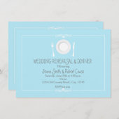 ブルー&ホワイト結婚ズリハーサルディナー招待状 招待状 (正面/裏面)