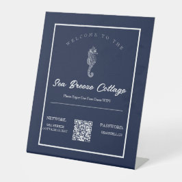 ブルー&ホワイト航海のシーホースホスピタリティWifi 台座サイン