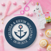 ブルー&ホワイト航海のボートいかり結婚ズデザイン ペーパープレート (パーティー)