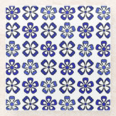 ブルー&ホワイト調和コースター ガラスコースター (正面)