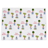 ブルー&ホワイト陶器クリスマス抱き枕 ラージペーパーバッグ (正面)