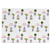 ブルー&ホワイト陶器クリスマス抱き枕 ラージペーパーバッグ (裏面)