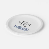 ブルー&ホワイト50誕生日フィフティ&ファブラス! ペーパープレート (アングル)