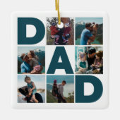 ブルー&ホワイト6フォトコラージュパパ セラミックオーナメント (正面)