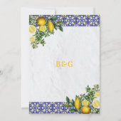 ブルー ホワイト イエロー メディテレーニア タイル レモン ウェディング 招待状 (裏面)