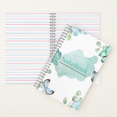 ブルー&ホワイト エステティック バタフライ 5.5" x 8.5" ノートブック (内側)