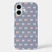 ブルー ホワイト ギンガム ピンク ブルー コケット リボン トレンディ Case-Mate iPhoneケース (裏面)