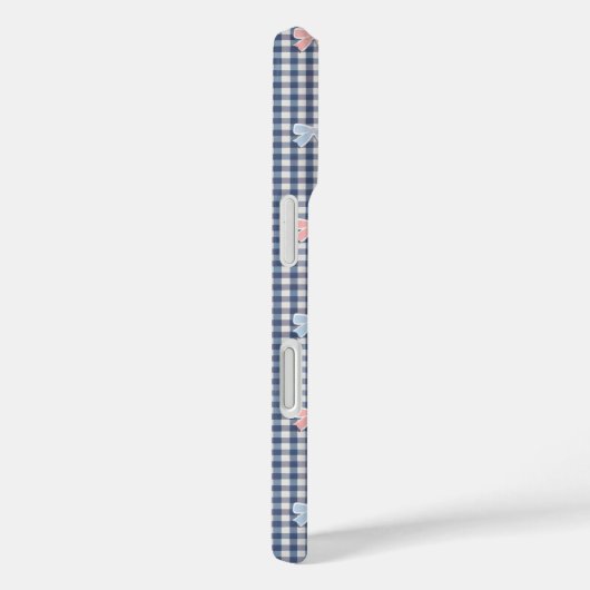 ブルー ホワイト ギンガム ピンク ブルー コケット リボン トレンディ Case-Mate iPhoneケース (裏面 / 右)