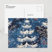 ブルー ホワイト クリスマスツリー ポストカード (正面/裏面)