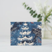 ブルー ホワイト クリスマスツリー ポストカード (スタンド正面)