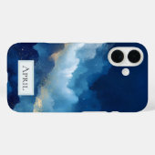 ブルー ホワイト ゴールド 抽象的  Case-Mate iPhoneケース (裏面 (横))