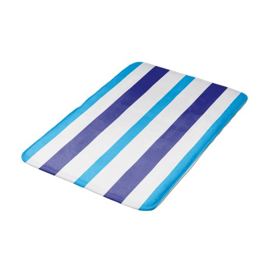 ブルー ホワイト サマー ストライプ バスマット (アングル)